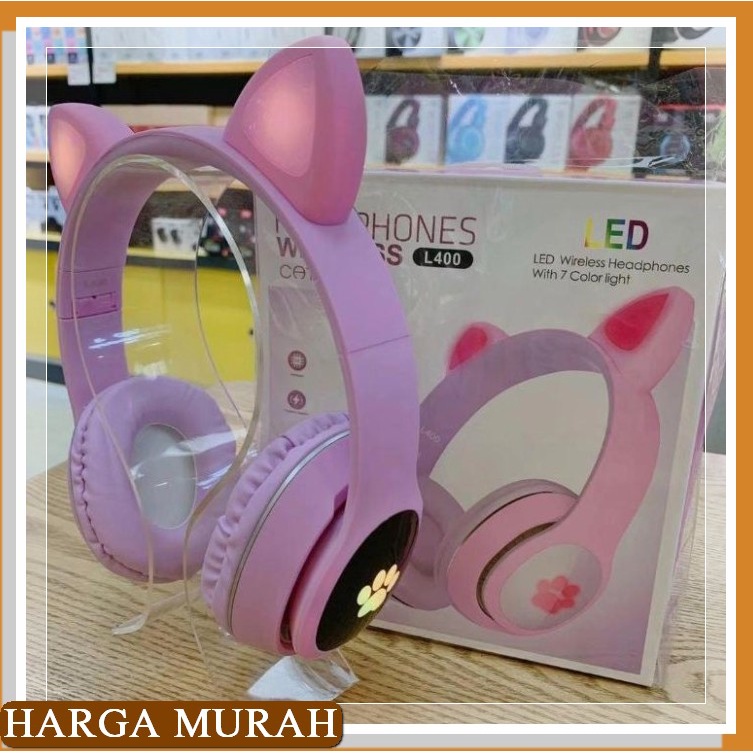 Headpone Bluetooth J-77 / Wireless Handsfree Bloetooth Bando XN170 Cat Ear Headphone Wireless Blue