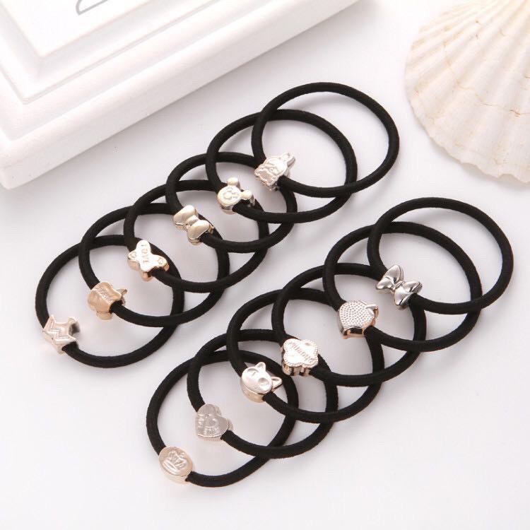 PA Ikat Rambut Wanita Simple Bahan Karet Gelang Polos Korea Eksklusif Hitam Aksesoris Rambut - BF / IR012