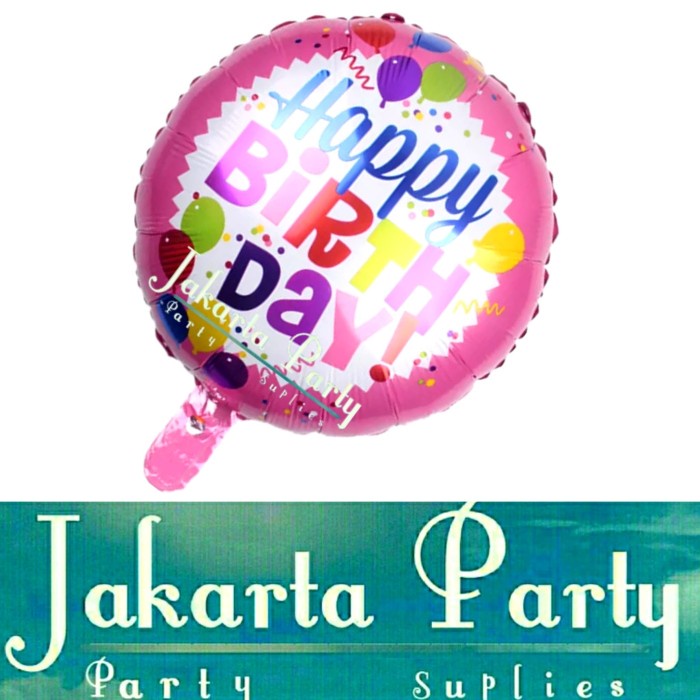 Balon Bulat HBD #7 / Balon Foil Happy Birthday / Balon Motif HBD