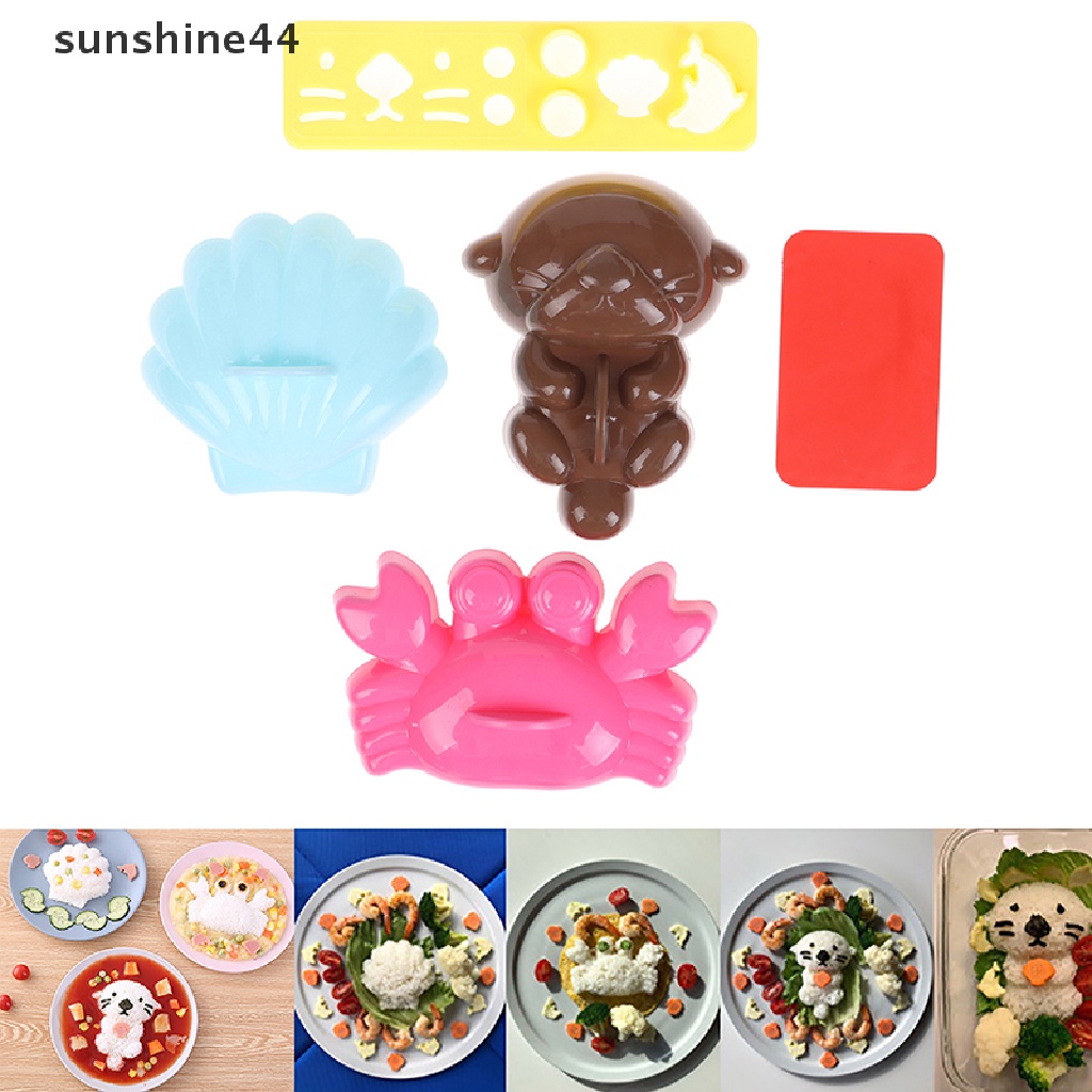 Sunshine 5pcs / Set Cetakan Nasi / Sushi / Bento DIY Bentuk Kerang / otter Laut