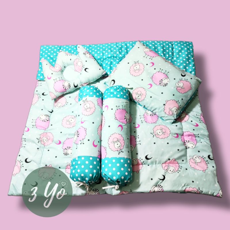 1 Set Tempat Tidur Bayi Lengkap Dengan Bantal Dan Guling - Bed Cover Bayi Lengkap Bantal Dan Guling