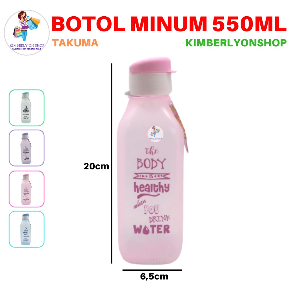 Botol Minum Segi Tempat Air Minum Anak Sekolah Botol Air 550 Ml Takuma