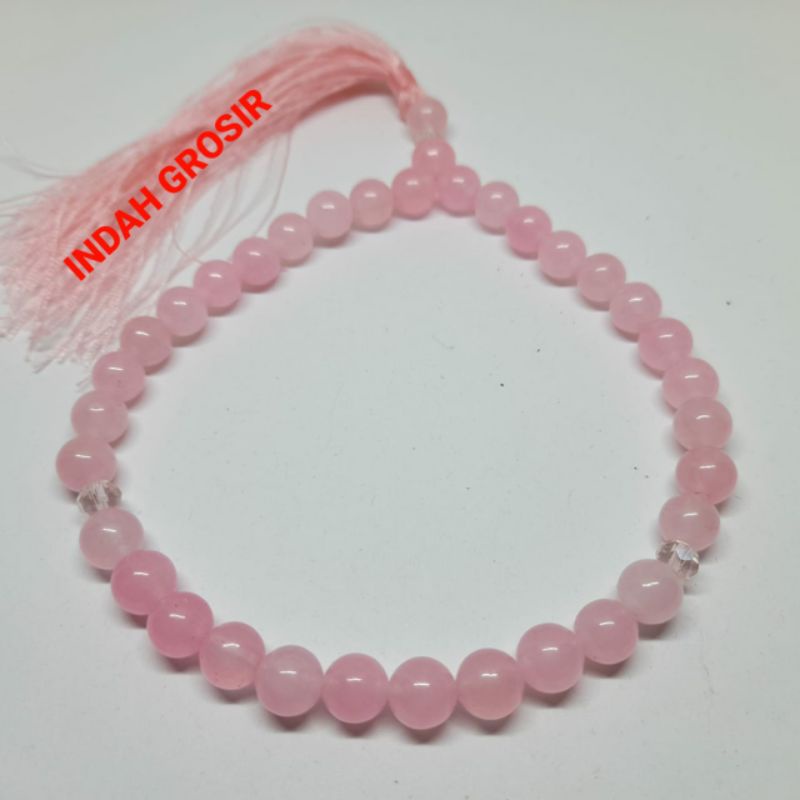 TASBIH BATU ROSE QUARTZ 8MM 99BUTIR ATAU 33BUTIR  ORIGINAL