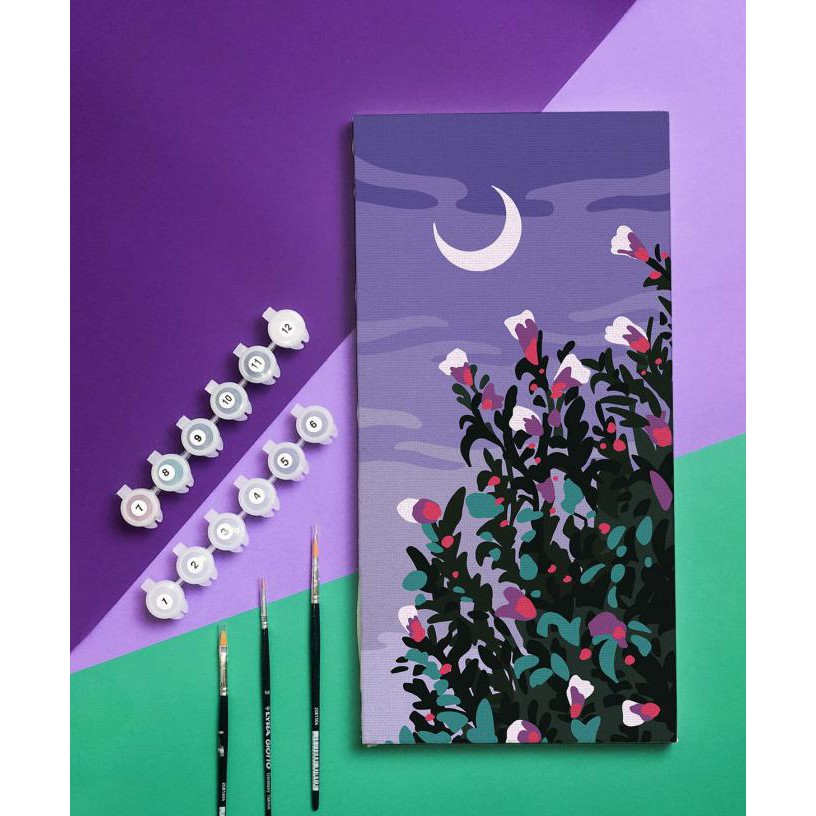 

Hanya Disini] Diy Paint By Number Kit : Lukisan Pemandangan Bunga (Night Flower) - With Easel