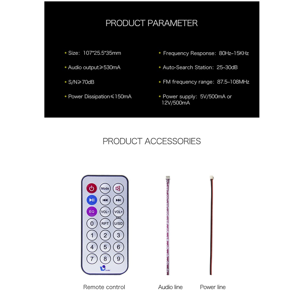 Mp3 Modul Bluetooth 12V  radiofm 032