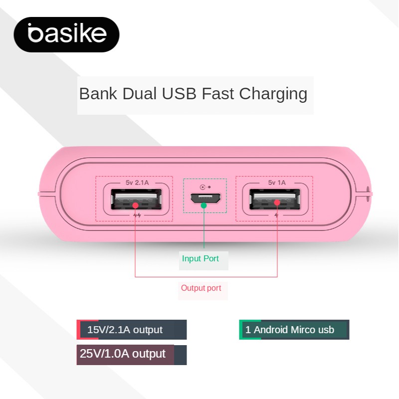 PowerBank Murah Mini Lucu Fast Charging 10000 mAh LCD Dual USB BASIKE samsung iphone xiaomi oppo