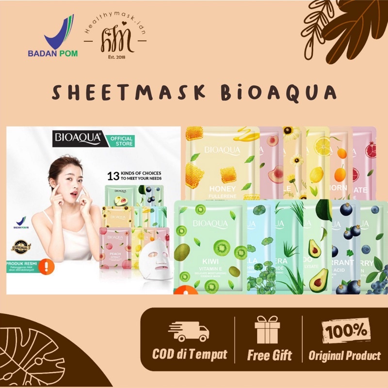 (SIAP KIRIM FREE GIFT) SHEETMASK BIOAQUA| MASKER MURAH BPOM