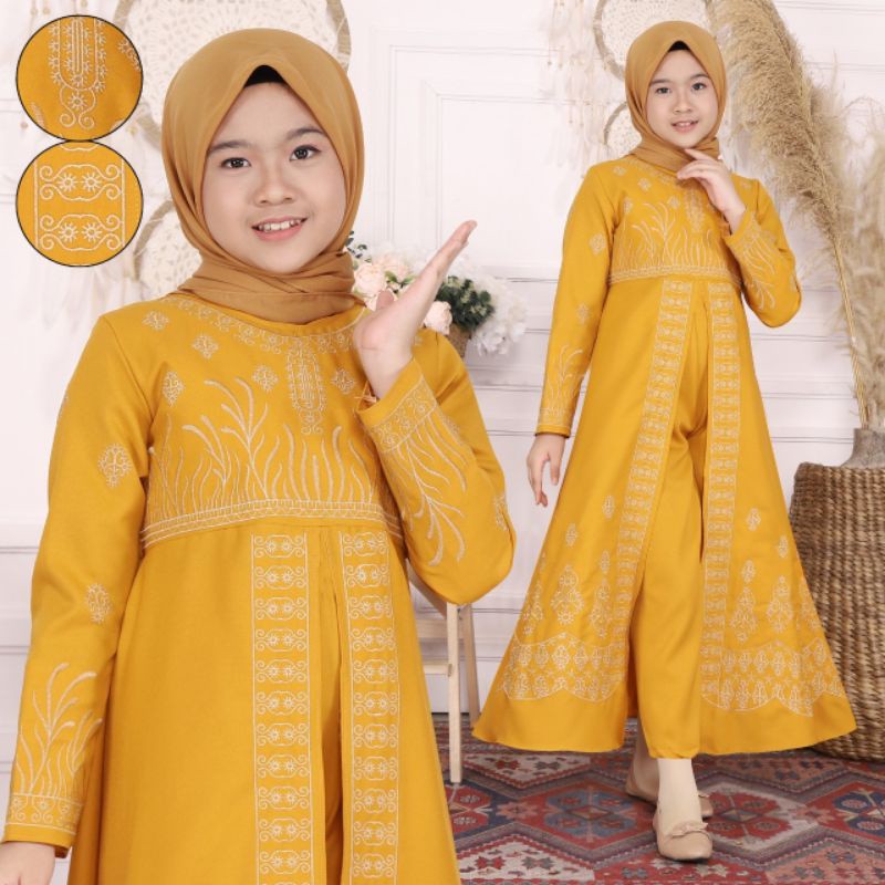 MODEL BARU SET TANARI KID ANAR REMAJA BORDIR BAJU INDIA GAMIS ANAK TANGGUNG/SETELAN MUSLIM ANAK PERE