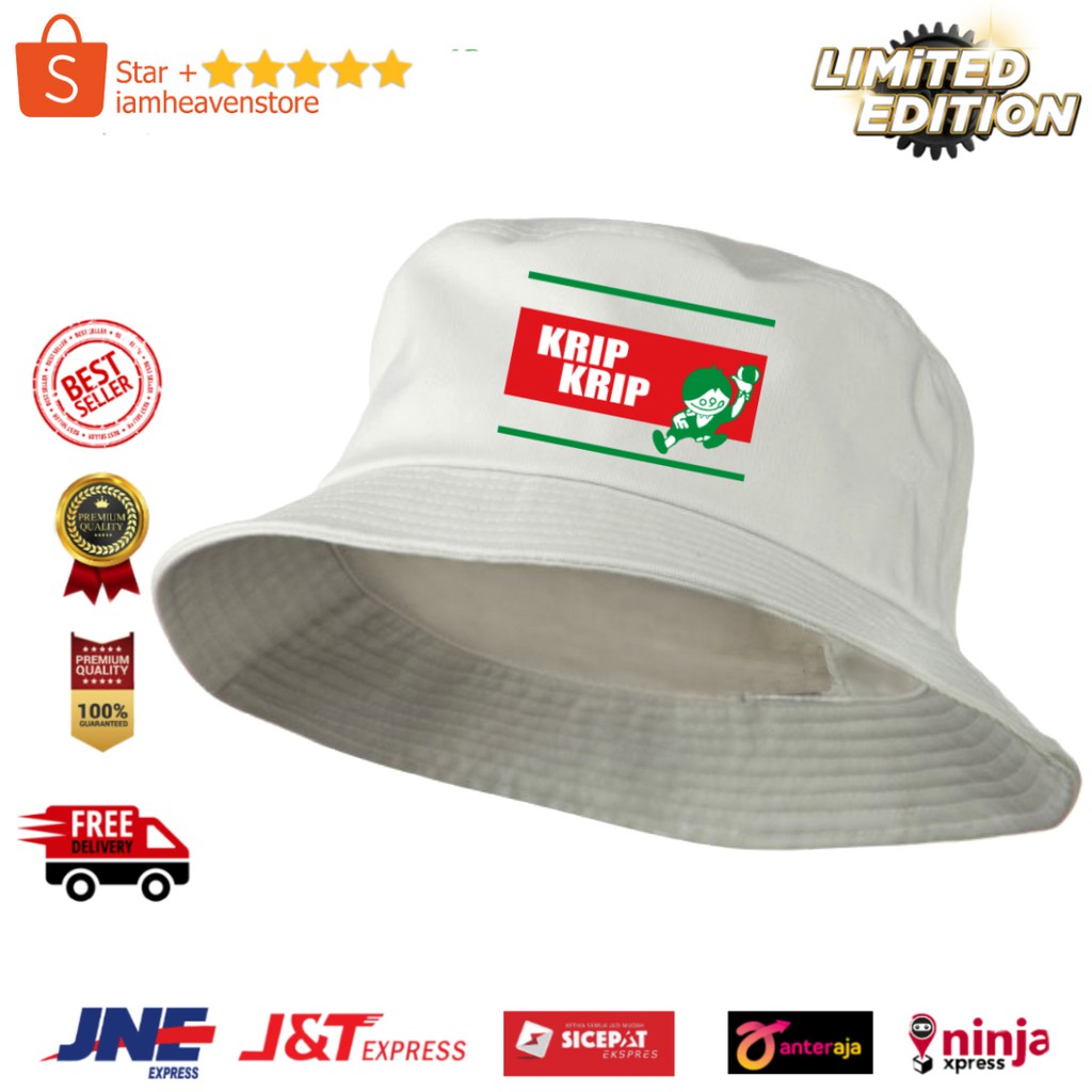 Bucket hat Krip Krip Snack Jadul 90an topi buket hat keren lucu unik terbaru polos putih klasik