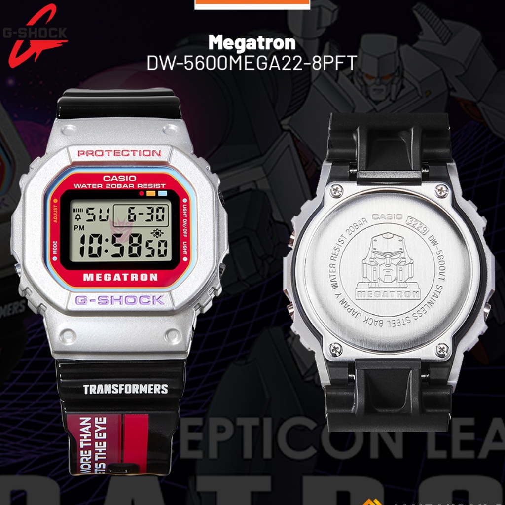 Casio G SHOCK 2022 x &quot;TRANSFORMERS&quot; Back to the 80s Series &quot;MEGATRON&quot; Limited Edition DW-5600MEGA22-9PFT