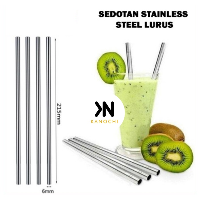 Sedotan Stainless Steel Lurus Eco Friendly Reusable Stain Less Straw