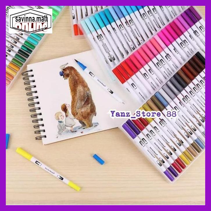 

U0Uo879- 100 Colors Dual Tip Brush Marker Pen Magicfly Watercolour Lukis Sketsa Y7Ry688-