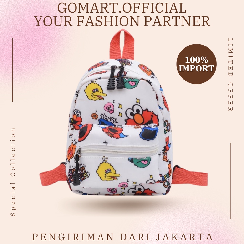 GOMART - Tas Ransel Sekolah Anak Karakter Elmo Lucu Import - Tas Backpack Anak Laki Laki Perempuan - Tas Anak Kekinian Terbaru - BK20