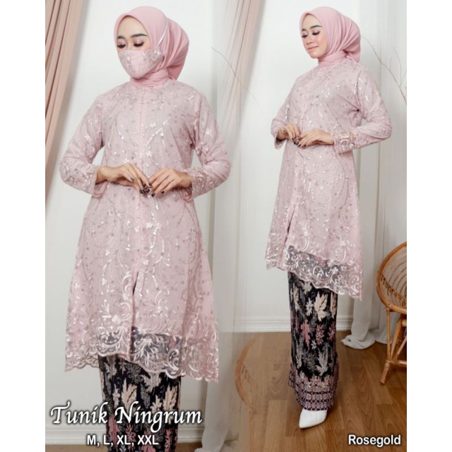 TUNIK NINGRUM | BAHAN TILLE BORDIR MUTIARA | KODE ADK