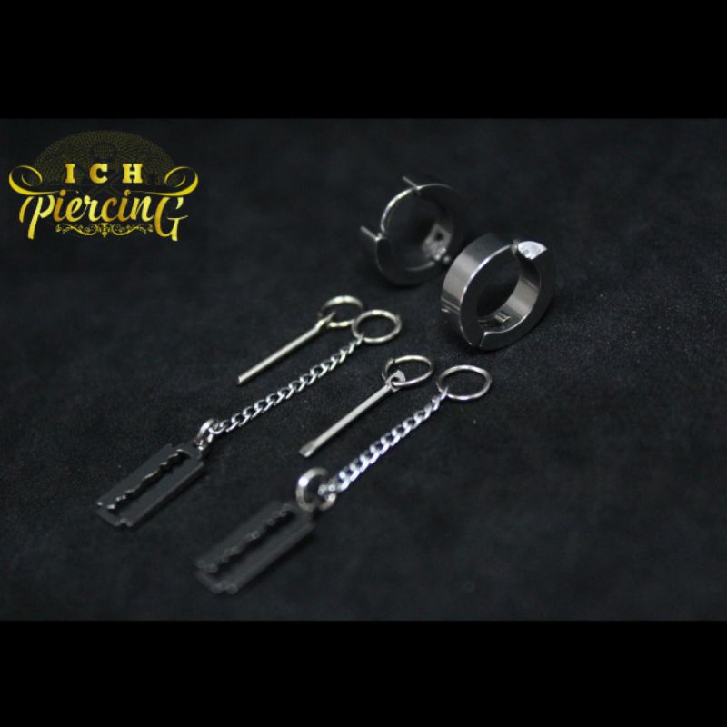 Anting style Korea gantung model silet / anting Korea pria dan wanita