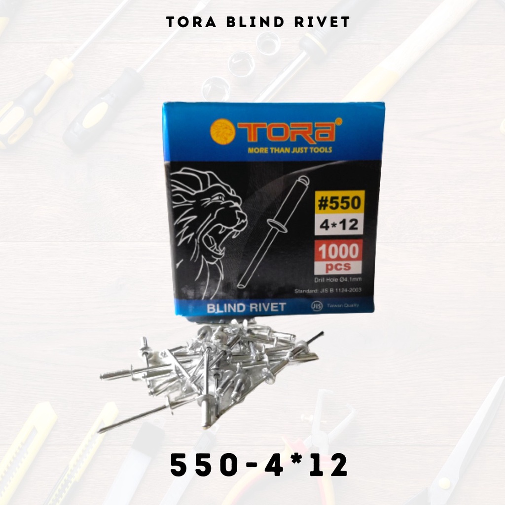 kualitas TERJAMIN ! TORA Paku Rivet Warna Silver ISI 1box PCS SEMUA UKURAN 550 4X12MM 435 3,2X8MM 440 3,2X10MM 540 4X10MM 640 4,8X10MM 675 4,8X18MM