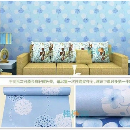 Wallpaper Dandelion Biru dan Pink Panjang 8m 1 roll