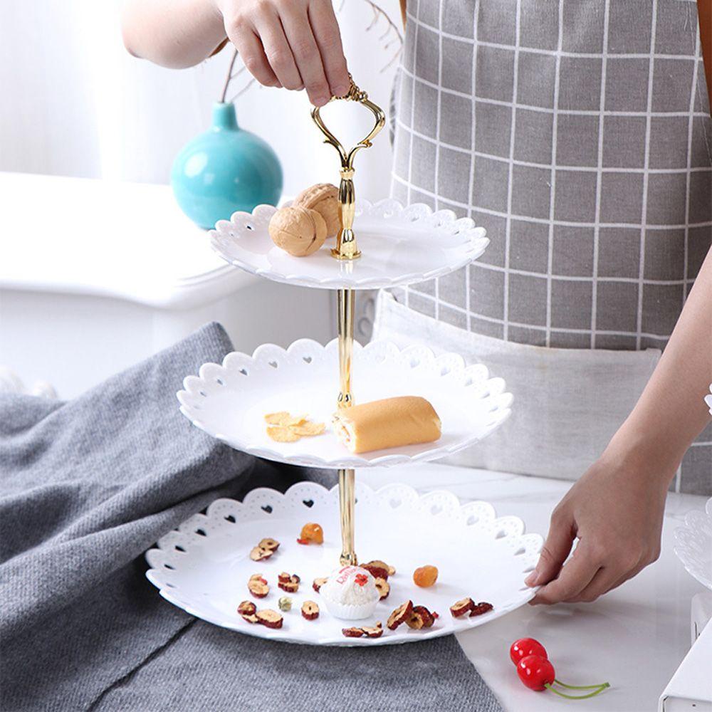 [Elegan] Cake Stand Evening Tea Rak Plastik Tempat Pesta Nampan Buah