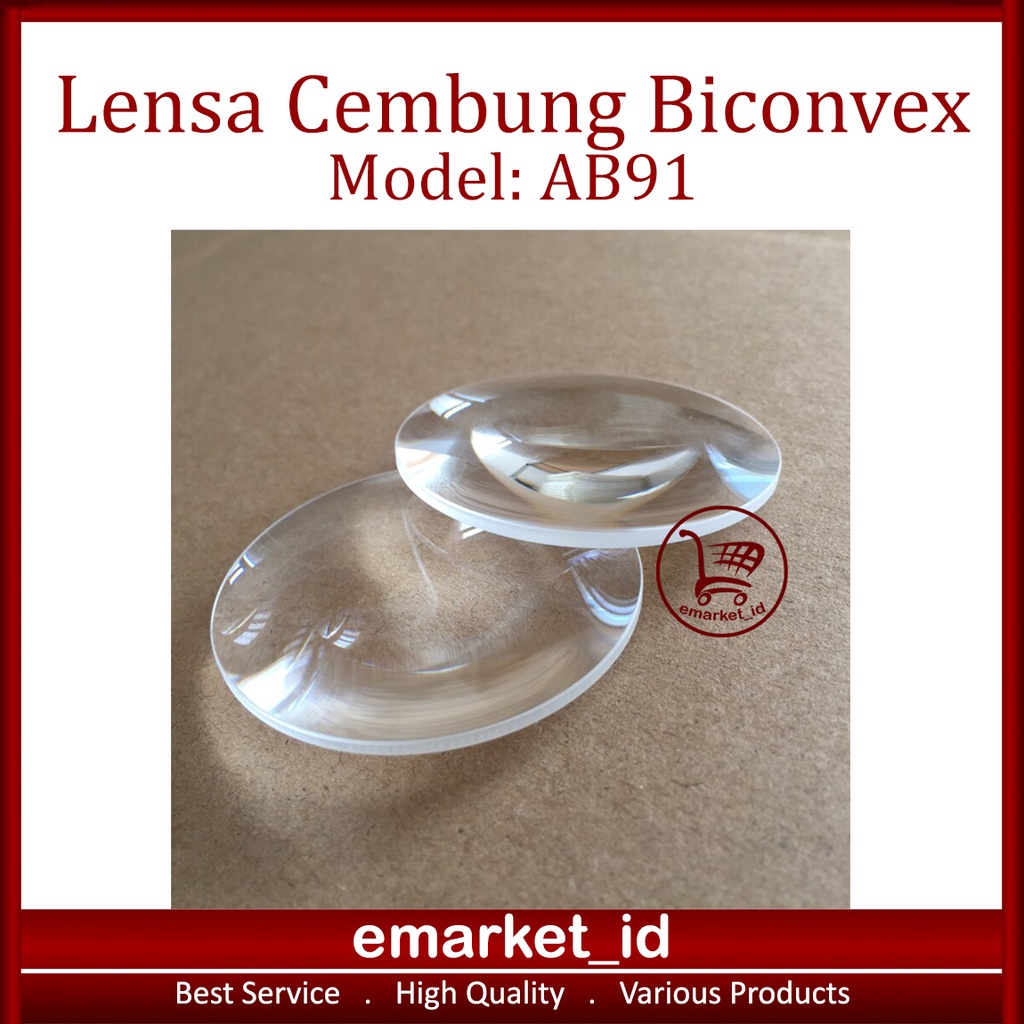 Lensa Cembung Biconvex AB91 / Kaca Pembesar Ultra Clear Lens / Virtual Reality VR 3D Optical Glass