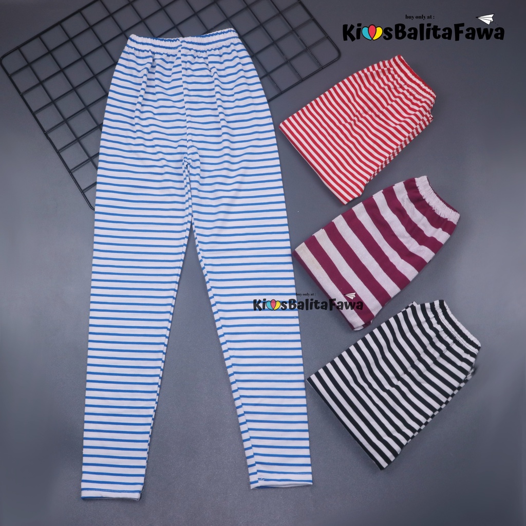 Legging Motif Salur uk 8-12 Tahun / Celana Salur Panjang Anak Perempuan Lejing Laging Tanggung Murah Motif Adem