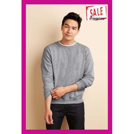 ATERSWEPRIA- GILDAN CREWNECK 88000 SWEATER FLEECES MURAH TANPA HOODIE SLETING - HITAM, M -ASLIII.