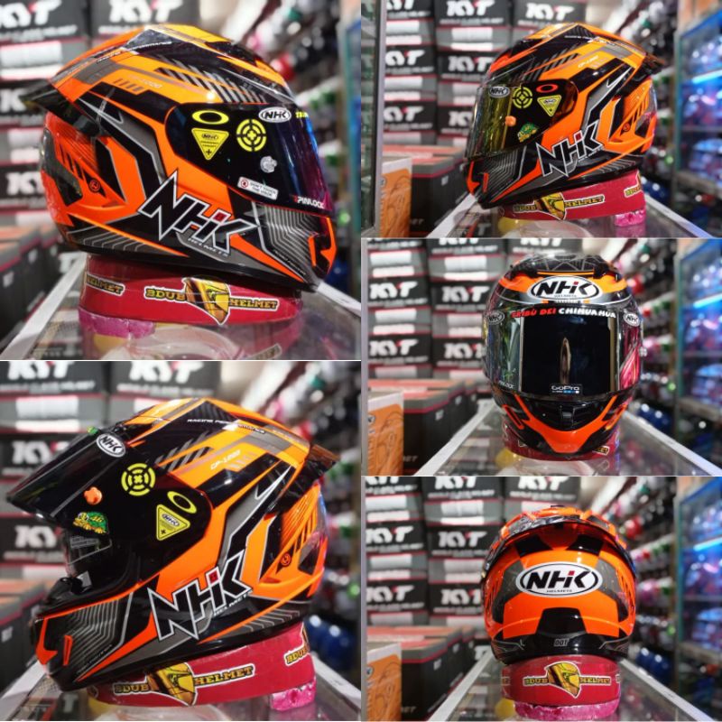 NHK GP 1000 SE PLASMA ORANGE FLOURECENT SILVER ORIGINAL/PAKET GANTENG VISOR VENOM+STIKER FUL KC+TOFF