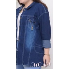 ( Bisa COD ) MC girl Jaket Jeans Ibu Ibu / Jaket Lepis Wanita Jumbo / Jacket Denim Panjang