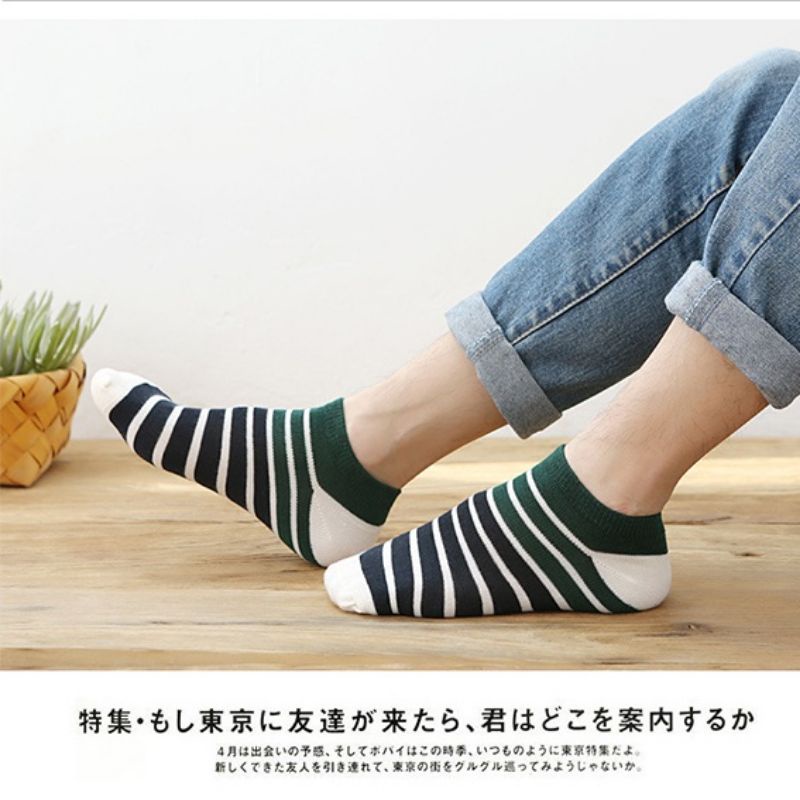 [COD] Kaos Kaki Wanita Unisex Ala Korea Motif Garis Import Lucu Cute Pendek Semata Kaki