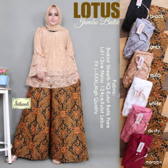 Lotus set kulot jumbo batik brukat