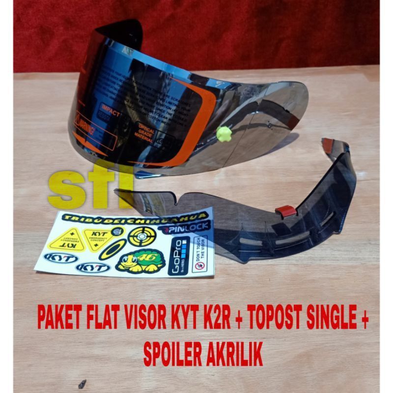 Paket Kaca Flat Visor Kyt Rc-7 R10 K2r Mds Viktory + TOPost+ Spoiler PNP KYT RC7 .R10. K2R MDS Viktory DLL. Murah Kualitas Mewah