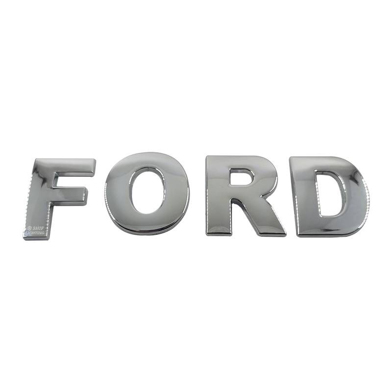 FORD Hood Emblem DIY Letter 45mm Chrome/Black Car Decals Stickers