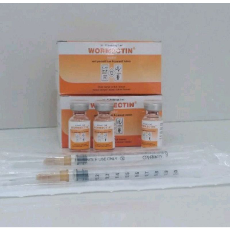 WORMECTIN 2ml-Obat Suntik 2ml Anti Parasit Scabies Jamur Caplax Tungau Kadas Kudis Koreng Gatal gatal