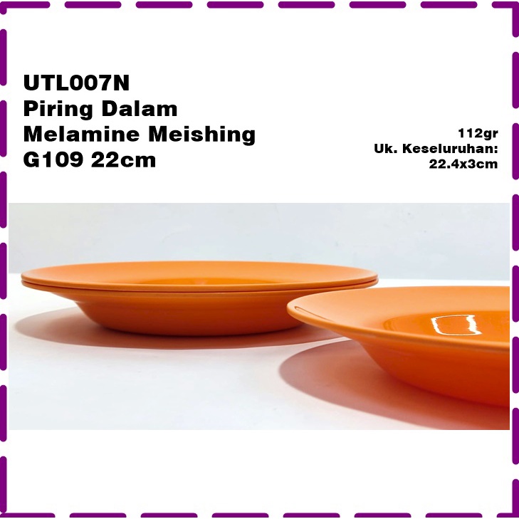 UTL007N Piring Makan Melamine Meishing G109 22cm