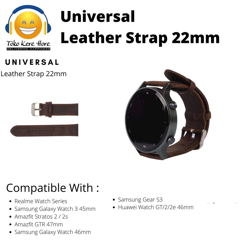 Leather 22mm Strap Tali Jam Universal Smartwatch Realme