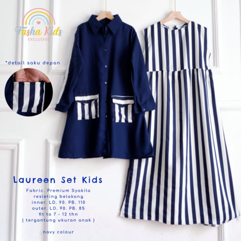 lauren set kids setelan gamis anak dan outer ori fasha kis