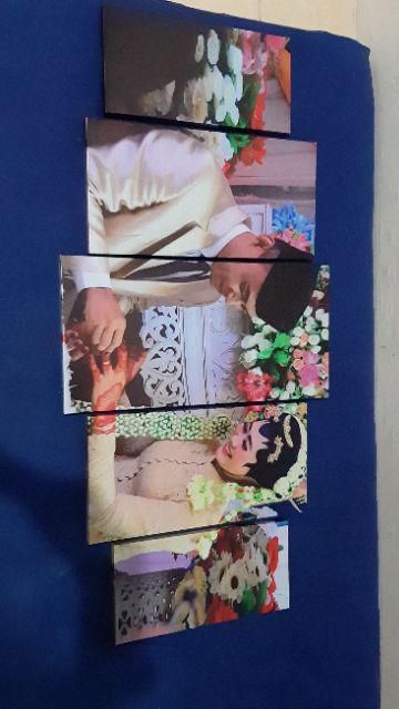 Custom Wall Art Full Color 5 Panel / Hiasan Dinding Minimalis With Frame