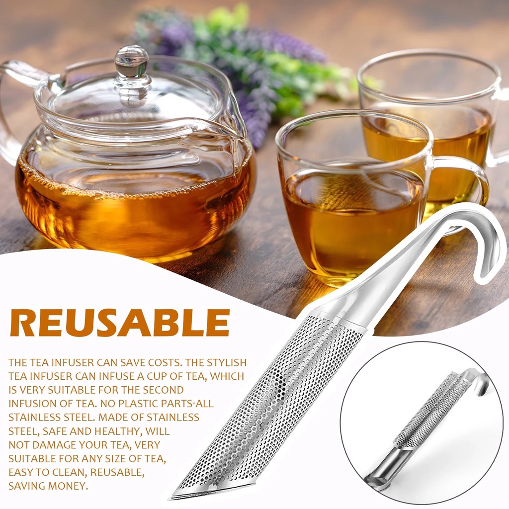 Tongkat Saringan Teh Bahan Stainless Steel Dengan Kait Gantung Dapat Digunakan Kembali Untuk Dapur