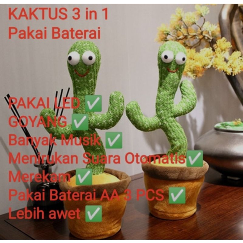Dancing kaktus menari cactus toy doll talking mainan