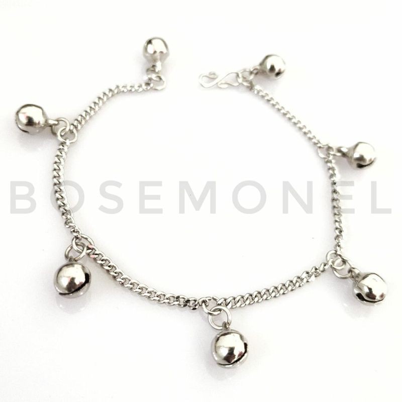 Gelang Tangan, Gelang Kaki Monel Wanita Baby Anak Dewasa Model Keroncong/Kerincing Rantai Halus