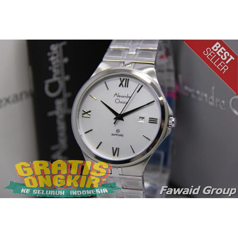 Best Seller Jam tangan Pria ALEXANDRE CHRISTIE AC 8541 PRIA KACA SAPPHIRE SILVER WHITE ORIGINAL