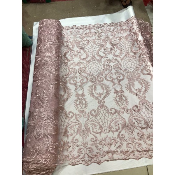 1/2 meter kain - bahan tile bordir tebel kain - kebaya qulity terbaru