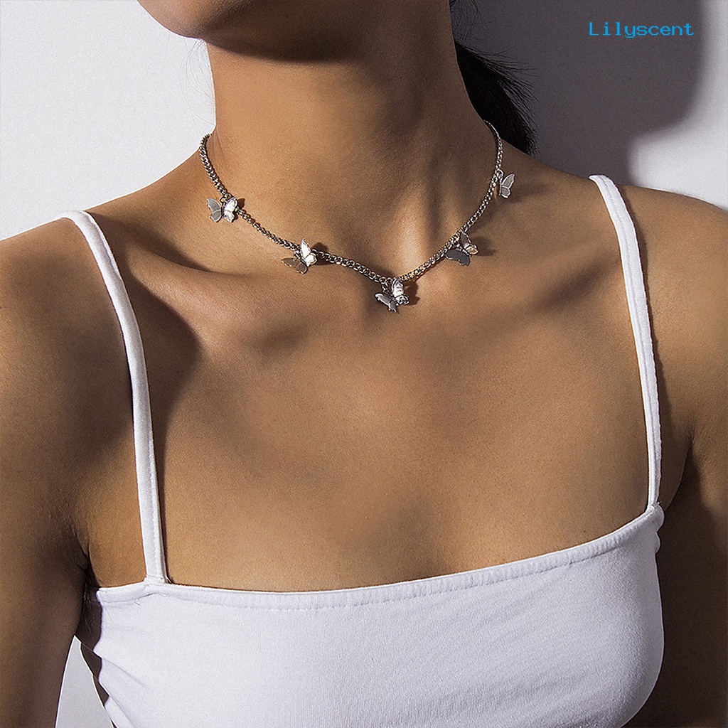 Kalung Rantai Adjustable Bahan Alloy Dengan 5 Liontin Untuk Kencan