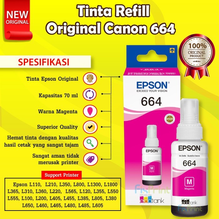 TINTA EPSON 664 ORIGINAL PRINTER L SERIES 70ML