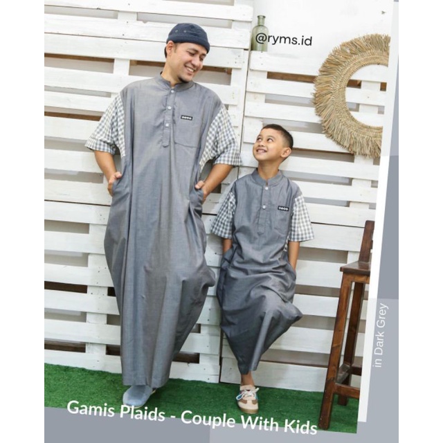 Gamis Couple Gamis Ayay dan Anak Plaids Dark Grey by Alilac