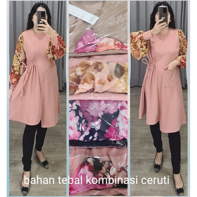 fhasion wanita-longdres/tunik tali tangan balon samping premium impor termurah/terbaru/terlaris....