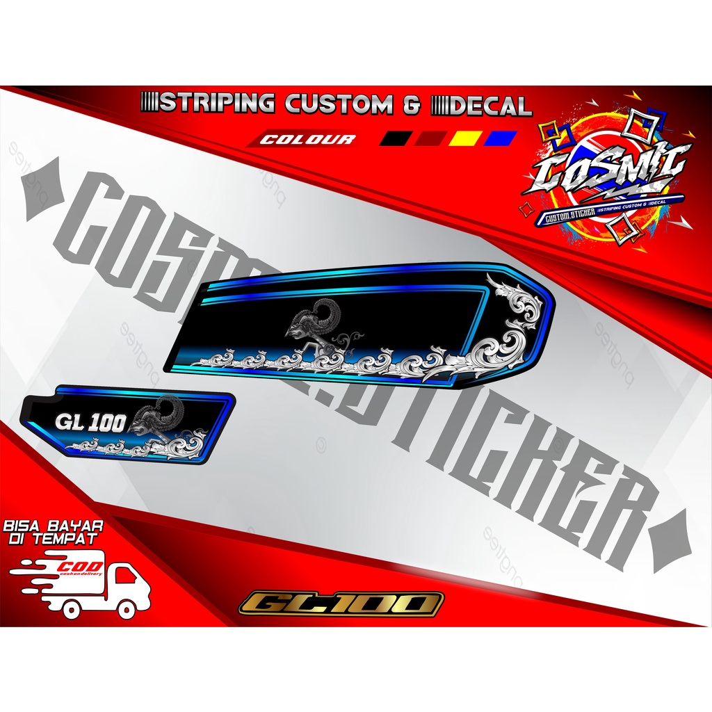 Stiker GL 100 variasi striping herex sticker motor gl simple batik 02
