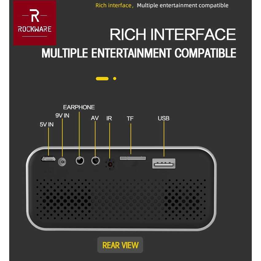 ROCKWARE RW-YT500 - Mini Portable LED Projector 24 ANSI Lumens