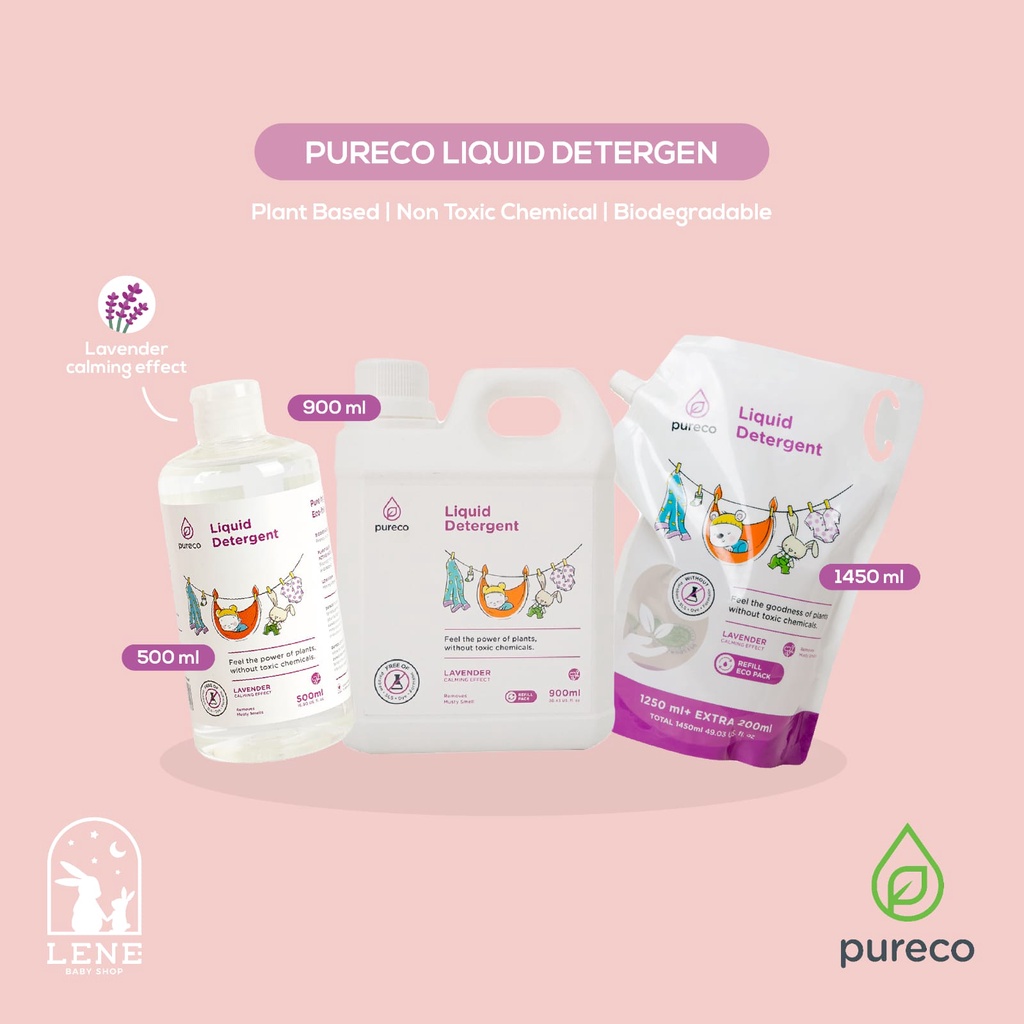 Pureco Liquid Detergent Lavender Refill Size 900ml