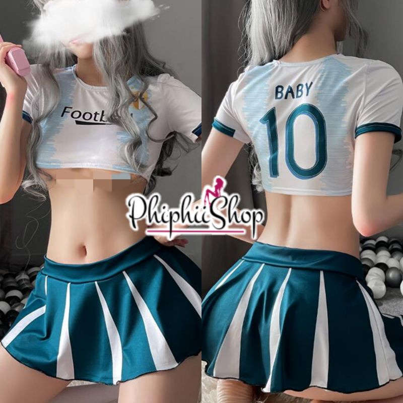 Seragam Olahraga Jersey Cheerleader Bola Basket Set Rok Sexy Kostum Cosplay Lingerie