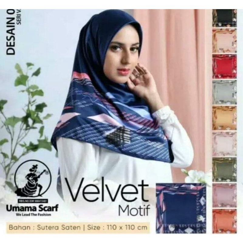 hijab segi empat Velvet motif/ hijab wanita umama scraf